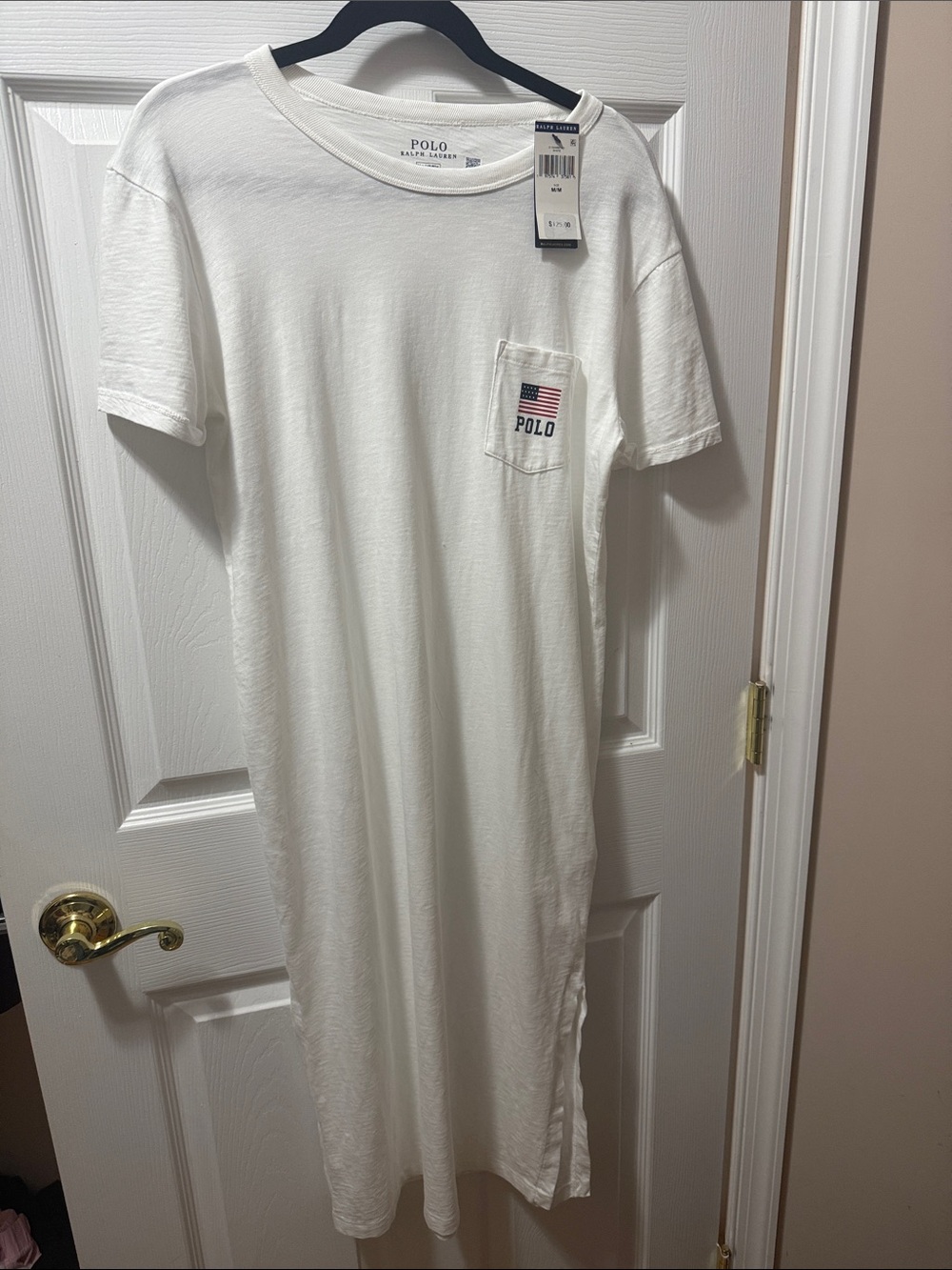 Polo by Ralph Lauren White Pocket Tee with Flag Patch